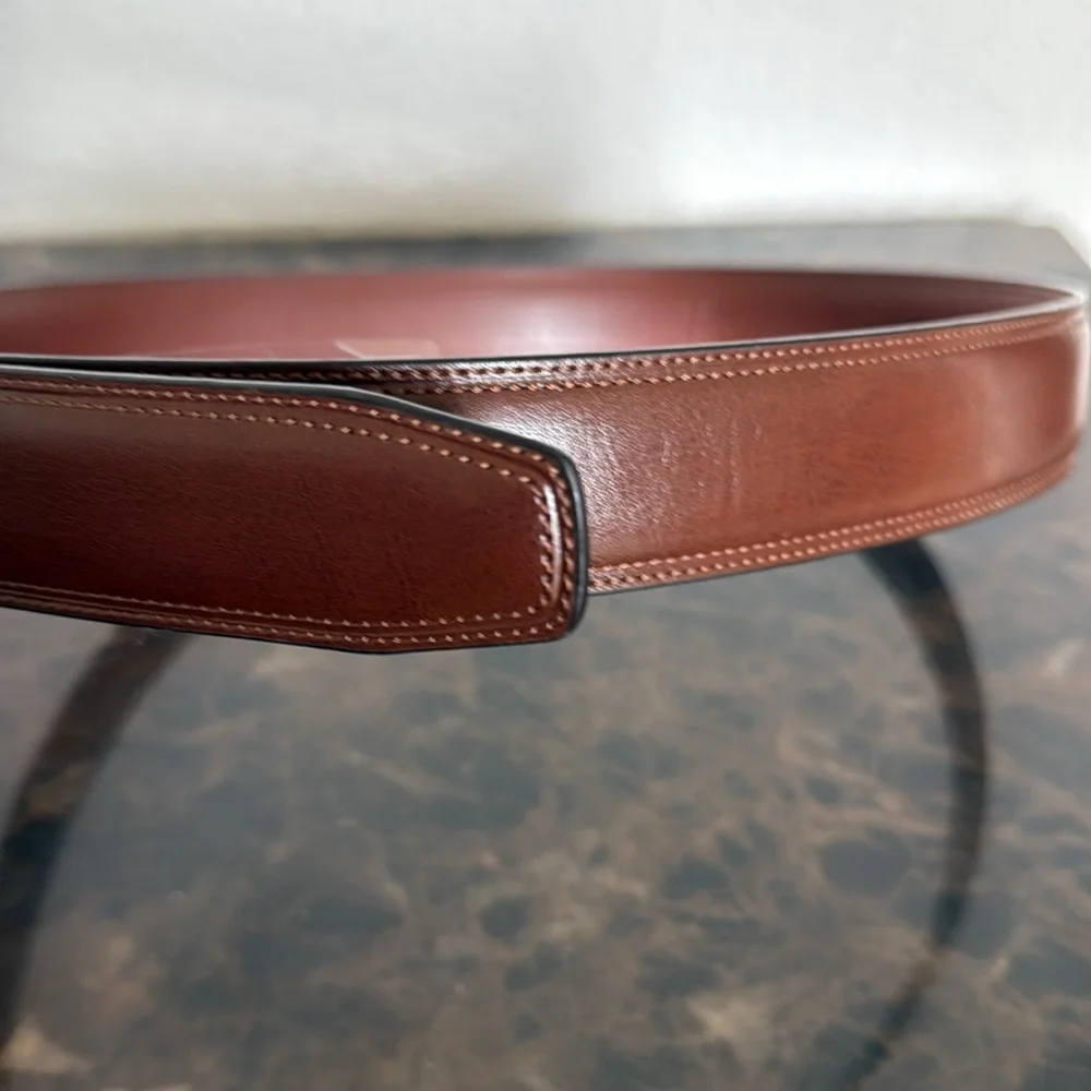 New! Perry Ellis Portfolio Men's Brown Leather Dress Belt, Size Small (30-32)